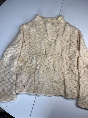 DKNY Cream Cable Knit Turtleneck Sweater Wool